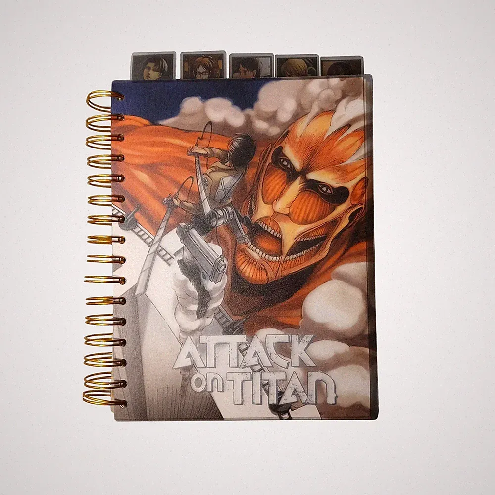 Attack on Tital Spiral Bound Unlined Journal Tabbed Sections Kodansh 150 Sheets
