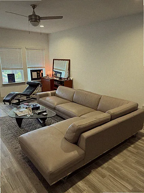 Authentic 2010s Roche Bobois Leather Sectional Neutral Beige Sofa