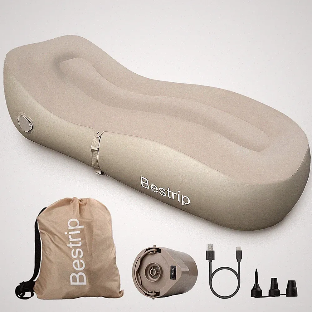 Auto Inflatable Couch Lounger, Air Mattress Sofa Bed with Rechargeable Air Pump