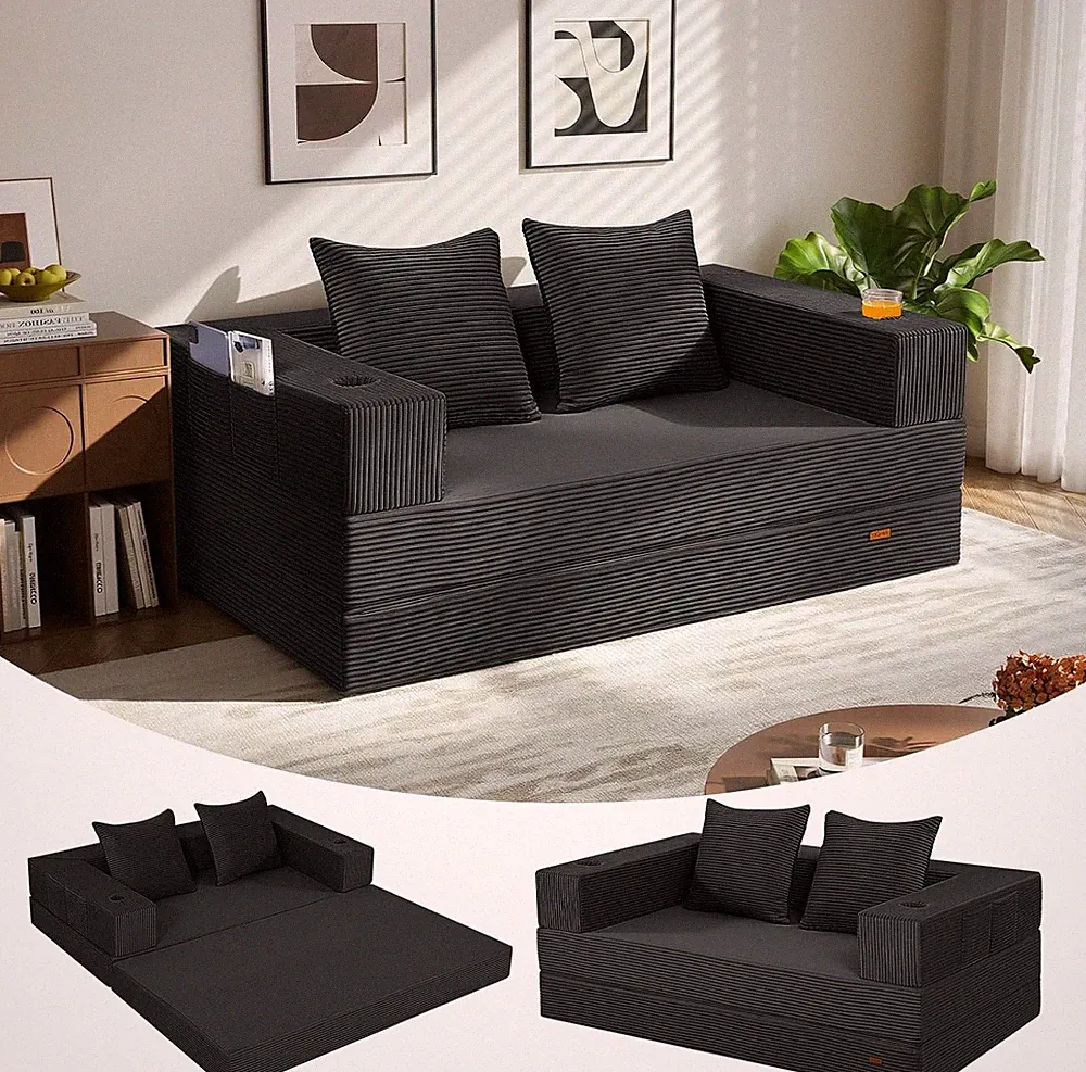AX Futon Sofa Bed, 4‑in‑1 Convertible Sofa Bed, Folding Bonel