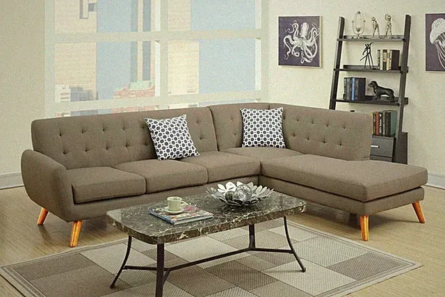 Ayrum 2-Piece Sectional Sofa Upholstered in Grey Polyfiber