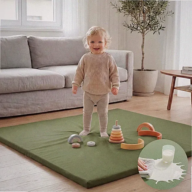 Baby Play Mat 50x50 Inches, 1.3" Thick Padded Waterproof Floor Cushion & Play...