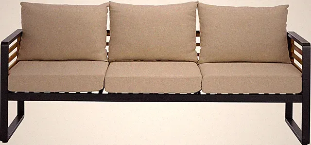 Baker 3-Seater Outdoor Sofa - Stylish Black & Taupe with Steel Frame