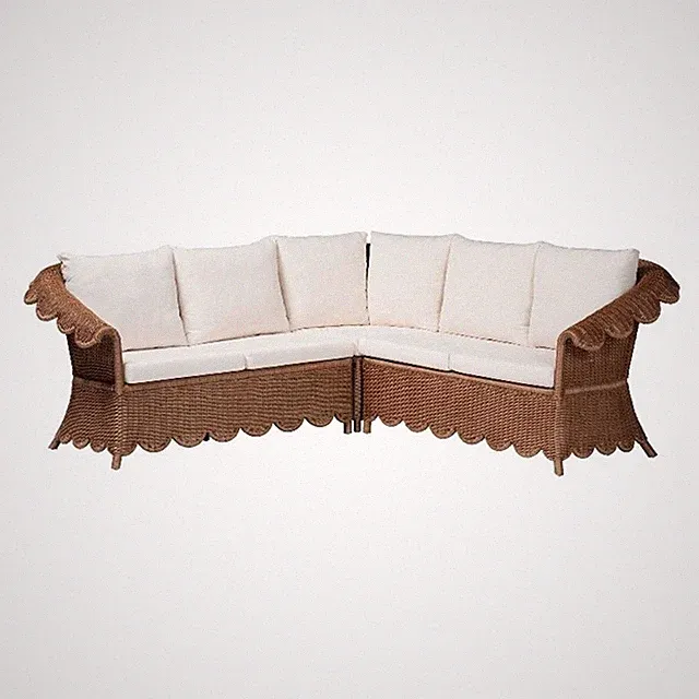 bali & pari Detta Natural Rattan 3-Piece Sectional Set