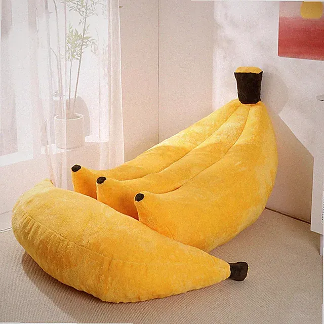 Banana Bean Bag Chair with Ottoman, Floor Sofa Bed with Footrest, Comfy Converti