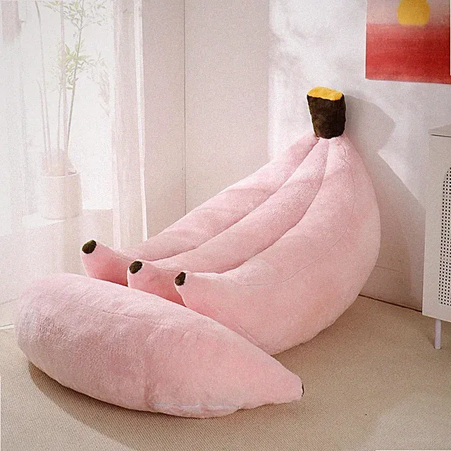 Banana Bean Bag Chair with Ottoman, Floor Sofa Bed with Footrest, Comfy Converti