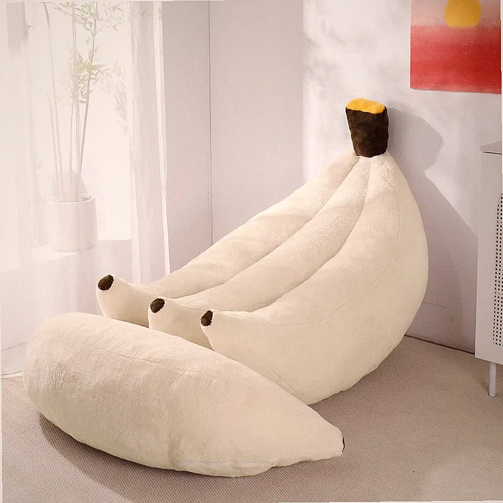 Banana Bean Bag Chair with Ottoman, Floor Sofa Bed with Footrest, Comfy Converti