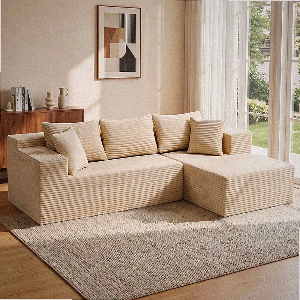 Bashaw 108" Modular Sectional Sofa Couches with Chaise, L-Shape Boneless Couch D