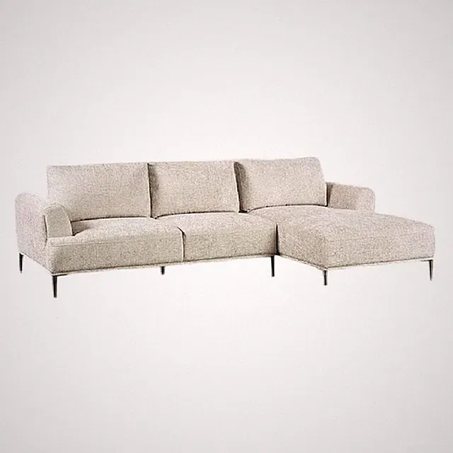 Batty L Sectional Chaise Sofa- Brown Chenille 113 Inch- Adjustable