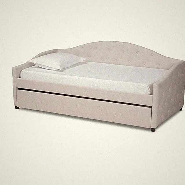 Baxton Studio Becker Transitional Brown Beige Twin Size Daybed with Trundle
