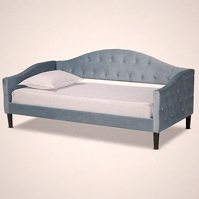 Baxton Studio Benjamin Light Blue and Dark Brown Finished Wood Twin Size Daybed