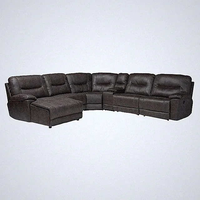 Baxton Studio Mistral 6-Piece Reclining Sectional Sofa Left-facing Chaise Lounge