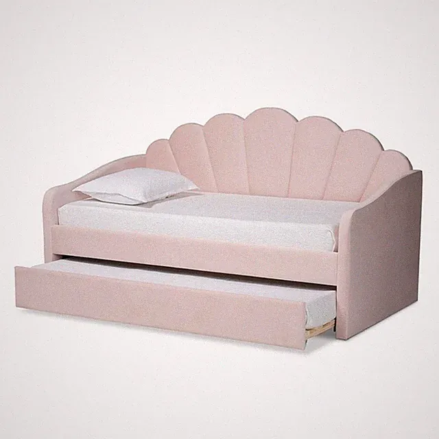 Baxton Studio Timila Pink Velvet Twin Size Daybed with Trundle