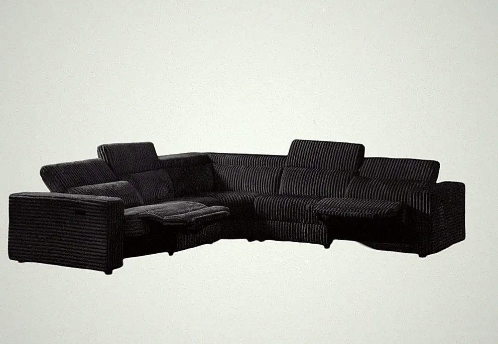 Bayonne Power Reclining Sectional Sofa with USB Ports Adjustable Headrests Black