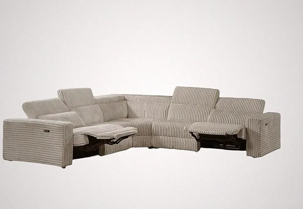 Bayonne Power Reclining Sectional Sofa with USB Ports Adjustable Headrests Cream