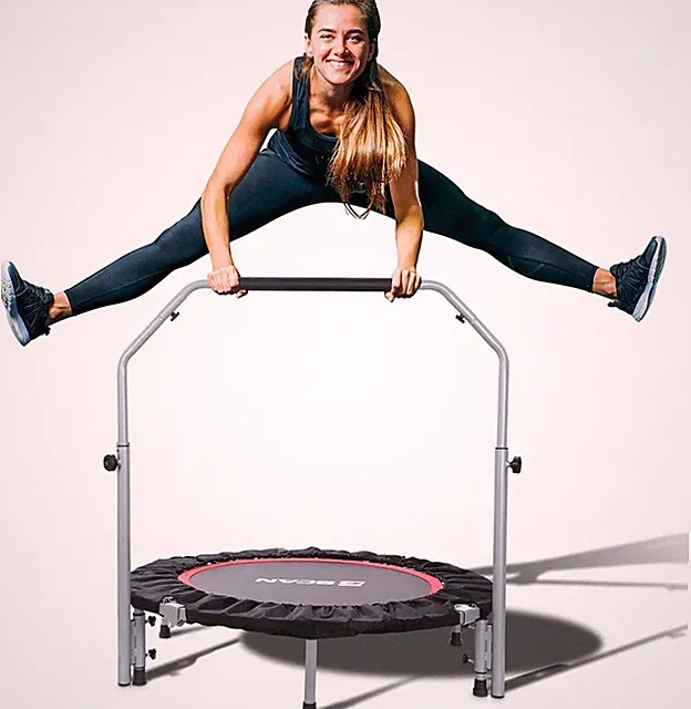 BCAN 48" Foldable Mini Trampoline with Handler Max Load 330lbs Foldable Black