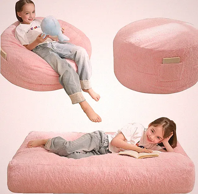 Bean Bag Chair Bed for Kids, Convertible Bean Bag Folds from Lazy Chair to Floor