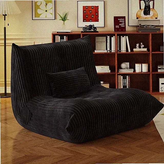 Bean Bag Chair with Pillow, Giant Flannal Memory Foam beanbags Lazy Sofa for...