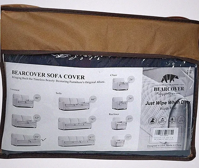 BEARCOVER Water Proof Slip Cover Leatherette 58" Sofa Couch Navy Blue