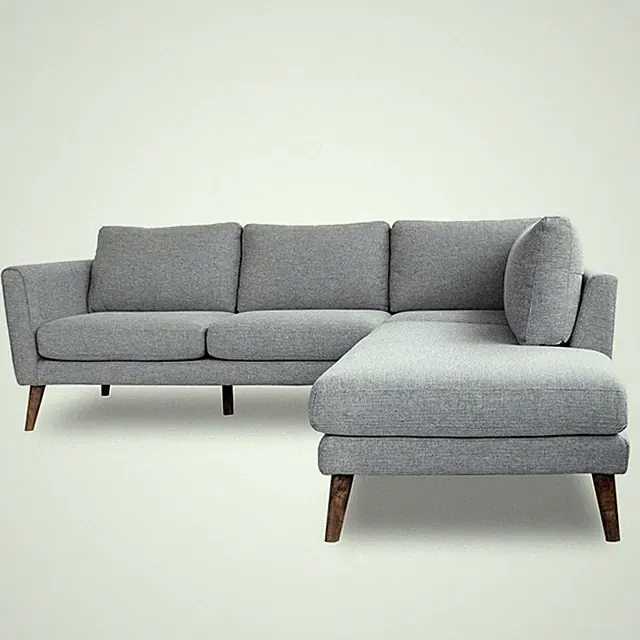 Beatrice Gray Microfiber Modern Living Room Right Facing Corner Sectional Sofa