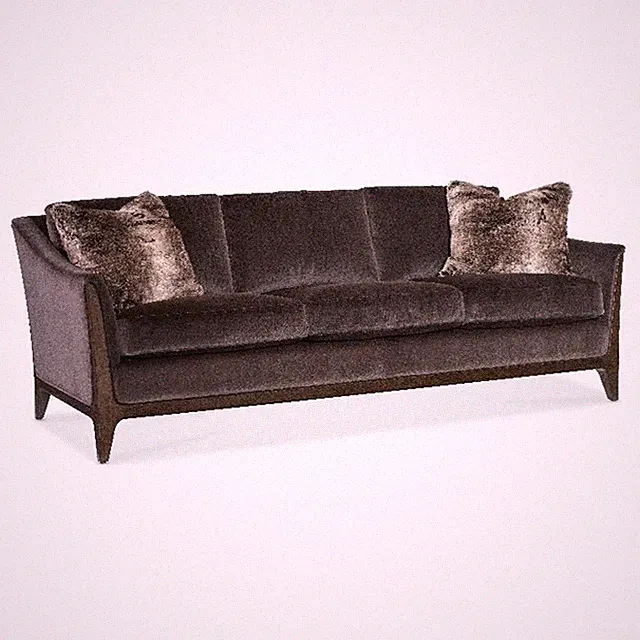 Beaumont Lane Transitional Fabric Sofa in Brown with Flared Wooden Legs