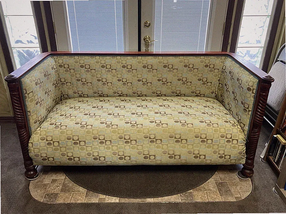 Beautiful ANTIQUE 1930s-40s CURVED Tall Back ART DECO SOFA