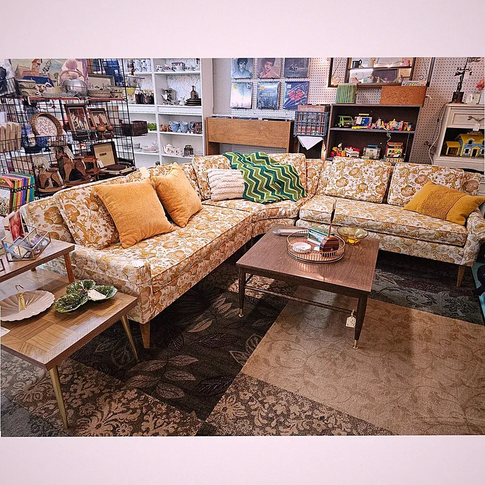 Beautiful Authentic Yellow Mid-Century Modern Sectional Sofa
