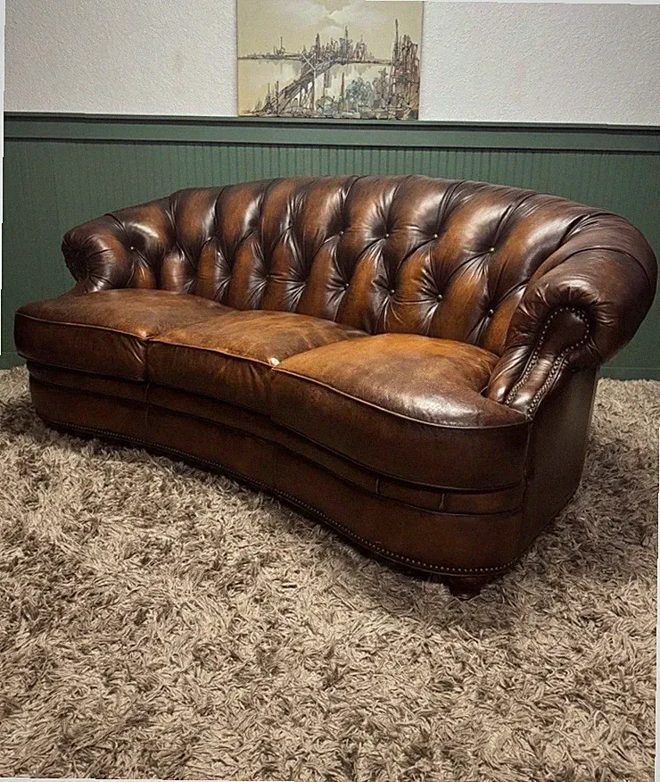 Beautiful Brown Leather Chesterfield Sofa