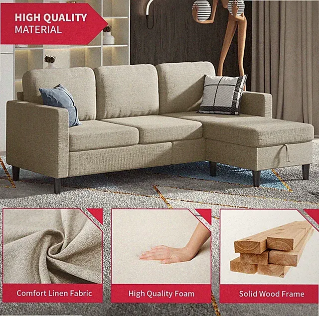 Beautiful Suede Sectional With Moveable Ottoman
