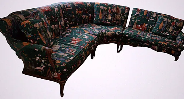 Beautiful Vintage Curved Sectional Sofa – Full-Size – VGC – GREAT VINTAGE APPEAL