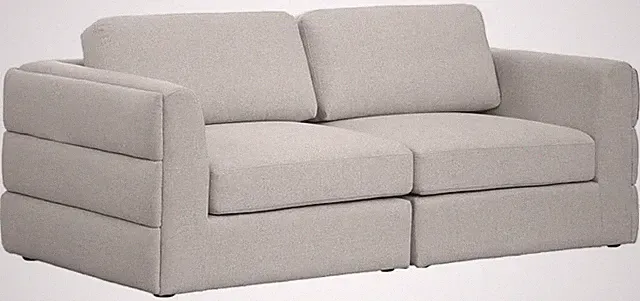 Beckham Collection Modern Beige Linen Textured Modular Sofa, 76" W