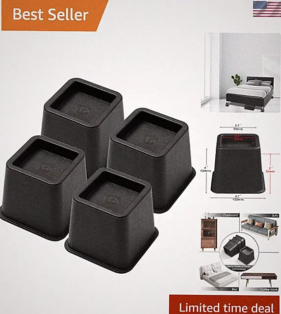 Bed Risers 3 Inch Set of 4 Heavy Duty Square Furniture Lift for Couch Desk