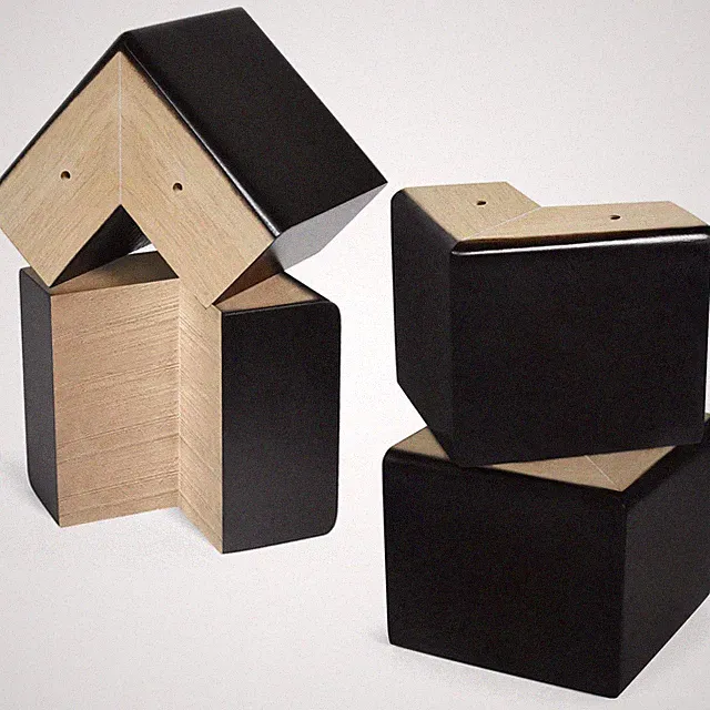 Bed Risers 4 inch L-Shaped Wood Furniture Risers Pack of 4 Black Sofa Legs fo...
