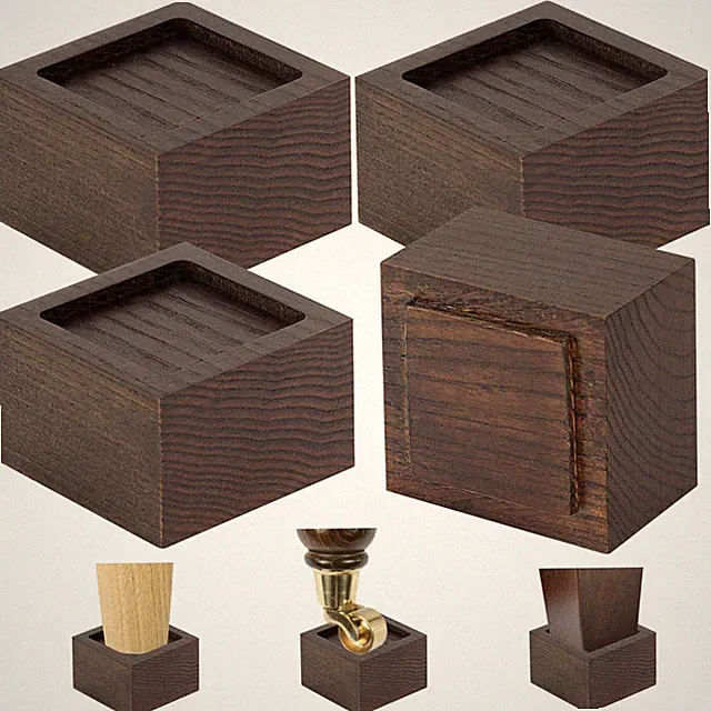 Bed Risers (Set of 4) Furniture Risers Lifts Height 2", Oak Solid Wood Risers...
