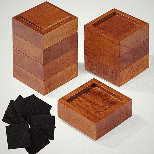 Bed Risers (Set of 8) Furniture Risers Lifts Height 1", 2" or 3", Solid Natural