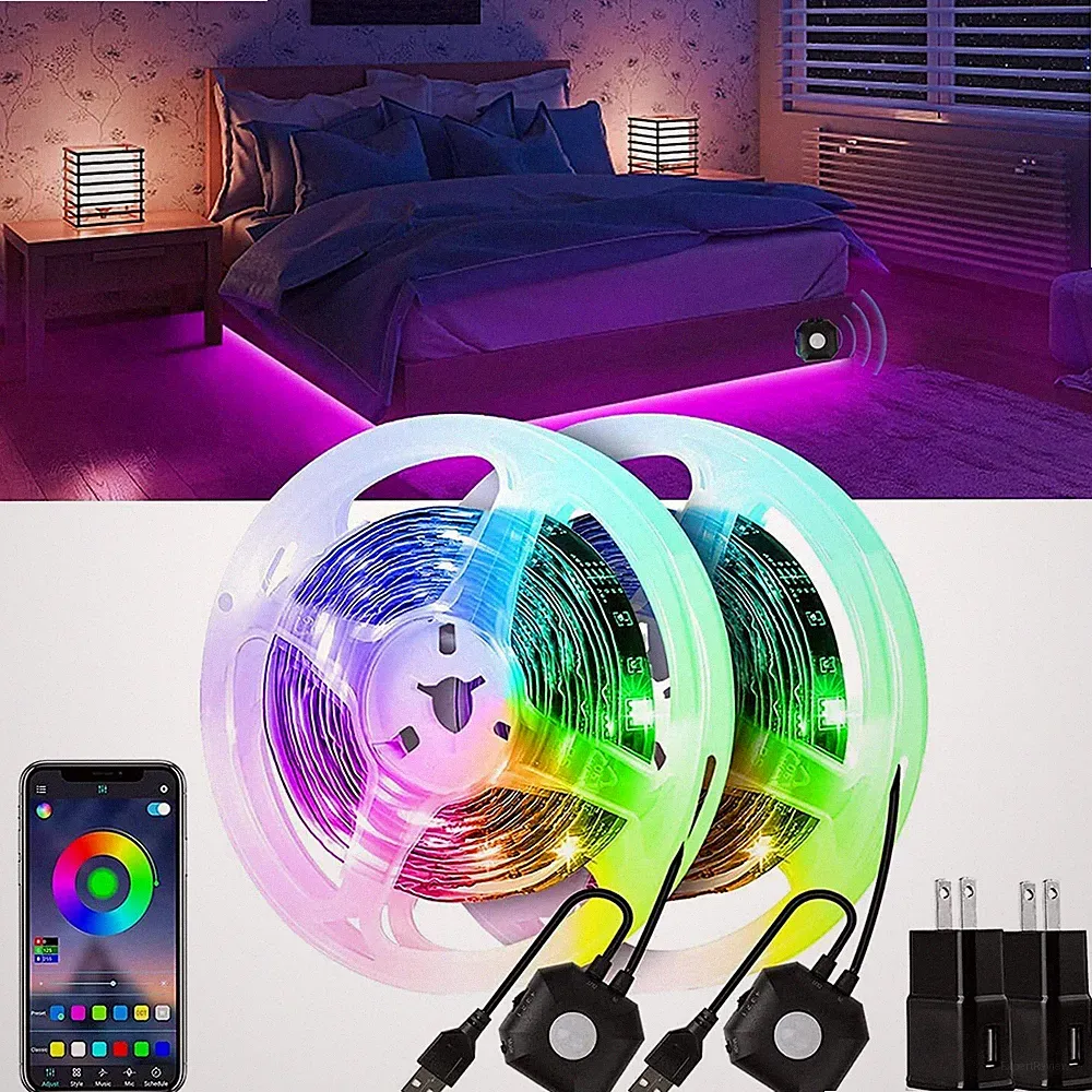 BED ROOM Funiture Light Strips, 2x9.84ft 5050 RGB LED Light Strip