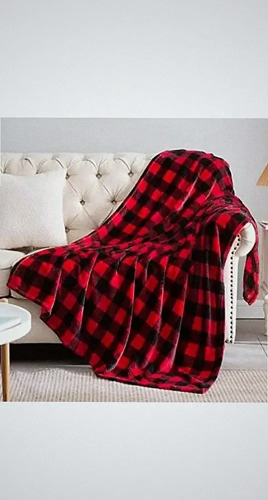 BEDELITE Fleece Throw Blanket Queen Size for Couch Sofa Bed Buffalo Plaid 50x60”