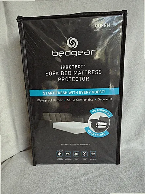 Bedgear iProtect Queen Sofa Bed Mattress Protector White Waterproof New
