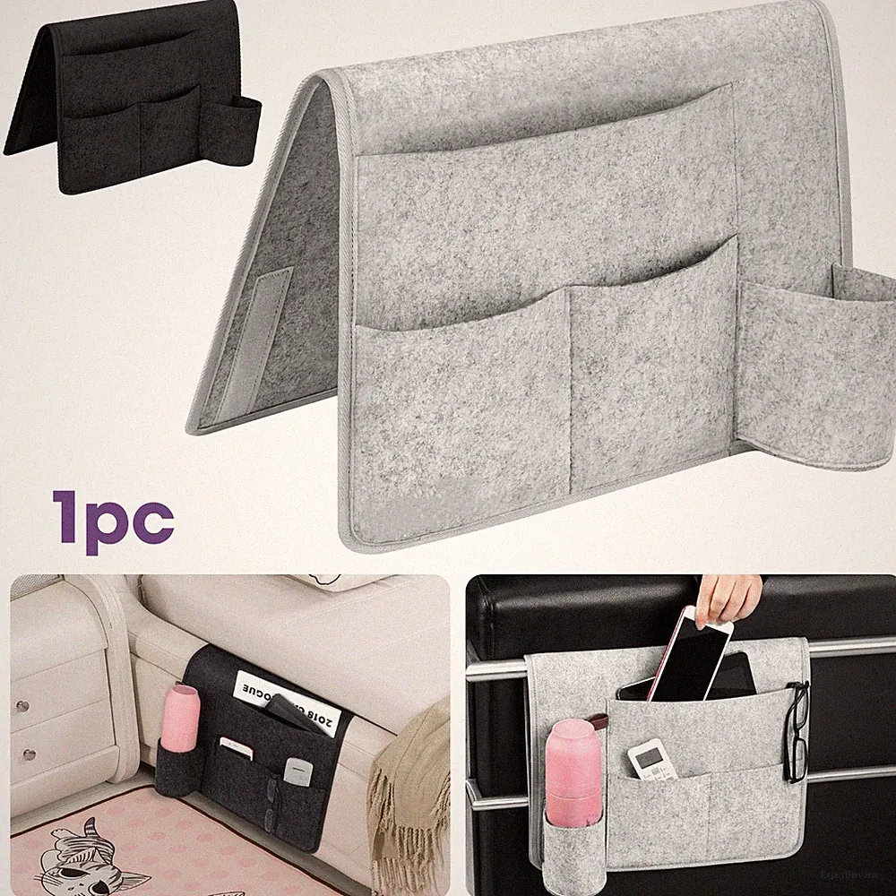 Bedside Organizer Bag Felt Hanging Storage Caddy 4 Pocket Books Remoter Bed Bunk