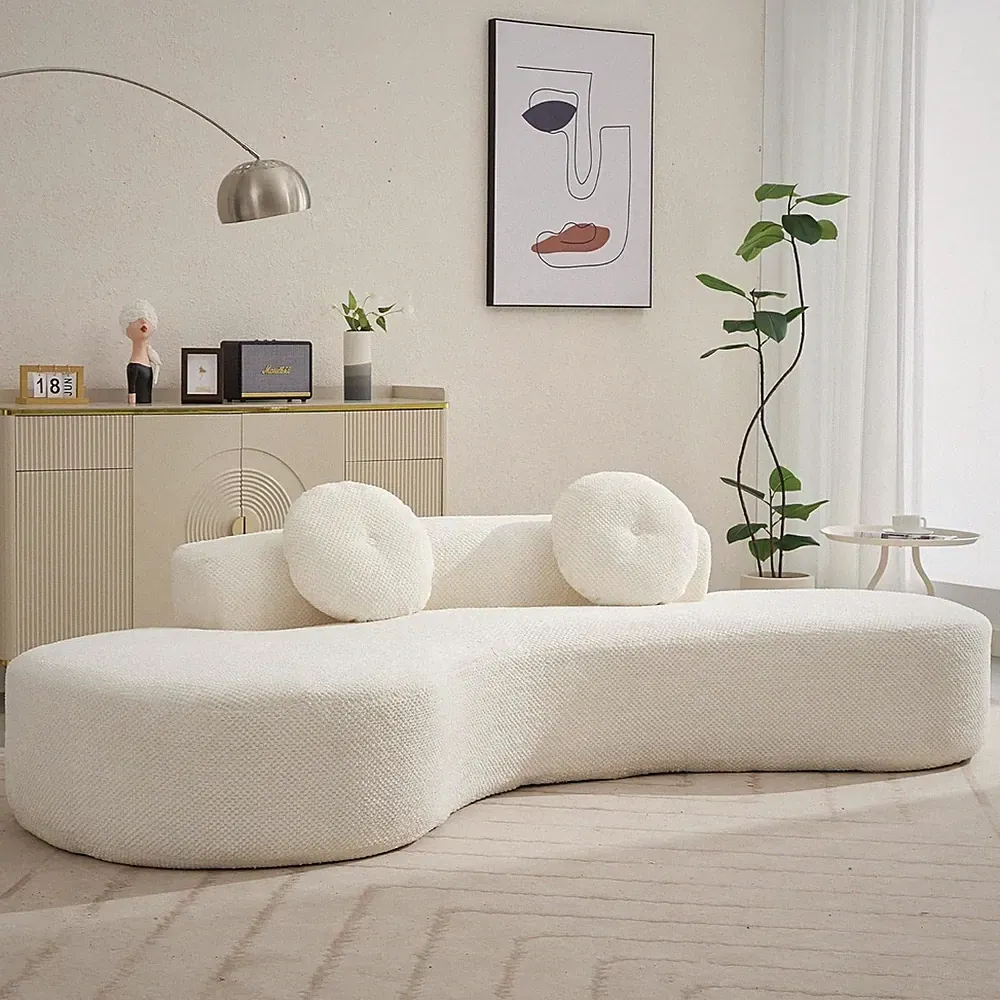 Beige 105.5" Oversized Curved Memory Foam Sectional Sofa for Living Room