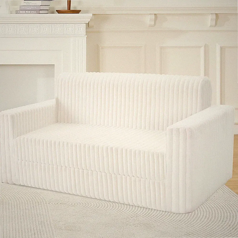 Beige 2-in-1 Sofa Bed & Lounge Chair, Multi-Functional Sleeper for Home & Office