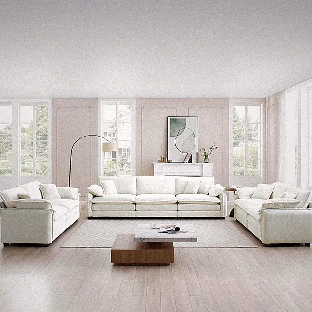 Beige 3-Piece Sofa Set with Oversized 3-Seater & 2 Loveseats, 13 Pillows