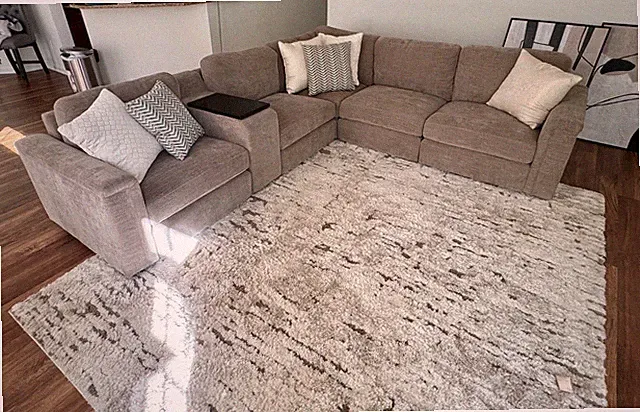 Beige 6 piece sectional with storage and changing station (lightly used)