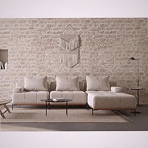 BEIGE - ACANVA CONVERTIBLE MODULAR SECTIONAL SOFA, MID-CENTURY MODERN MINIMALIST