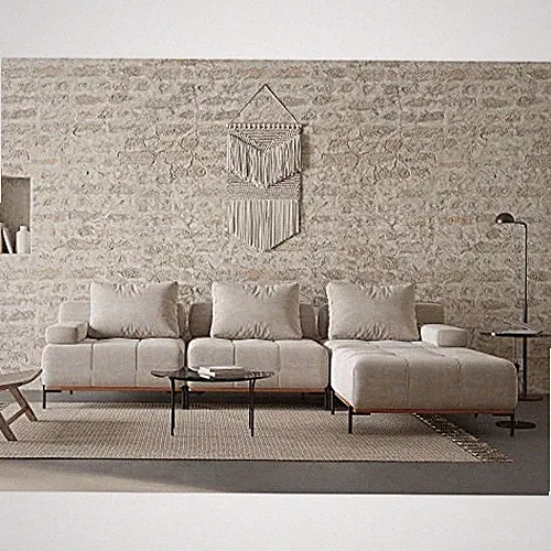 BEIGE - ACANVA CONVERTIBLE MODULAR SECTIONAL SOFA, MID-CENTURY MODERN MINIMALIST