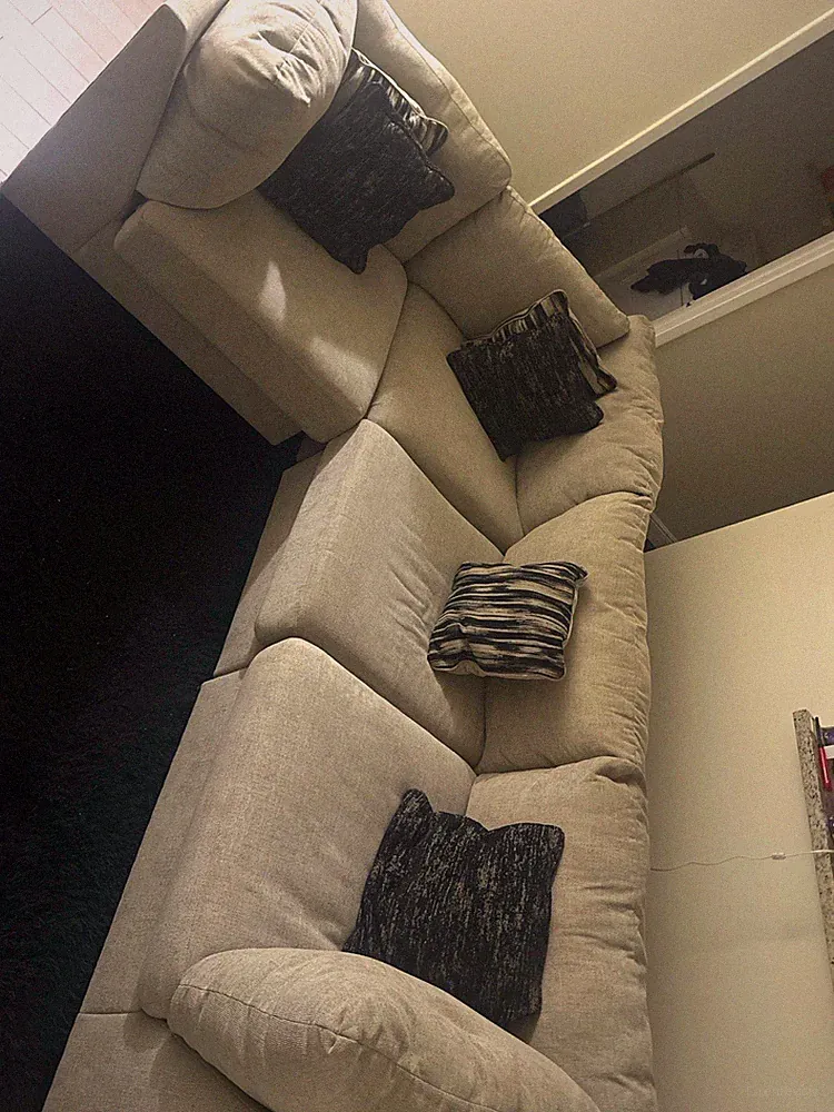 Beige/Black Fabric Sectional Sofa Left Chaise Cushions Modern 70x35x50
