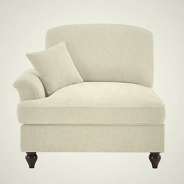 Beige Chenille Sofa w/Removable Ruffle Skirt & Pillow, 38x33x37in