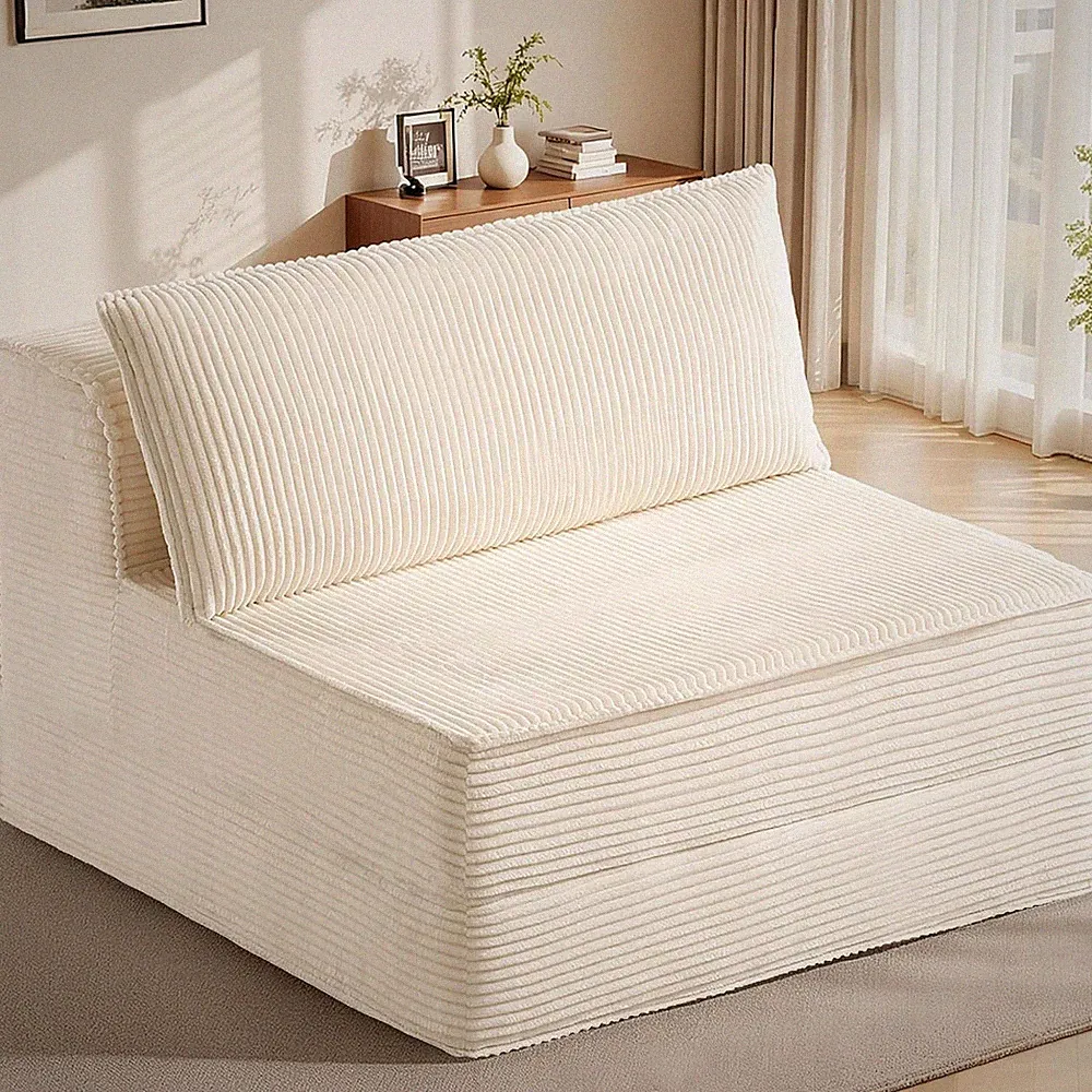 Beige Convertible Sofa Bed & Loveseat Sleeper Chair with Pillow for Any Room