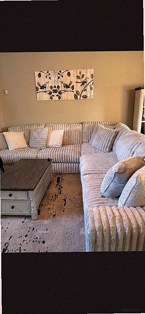 Beige Corduroy Sectional Sofa Couch Set w/ Cushions, Seats 10, 40in H