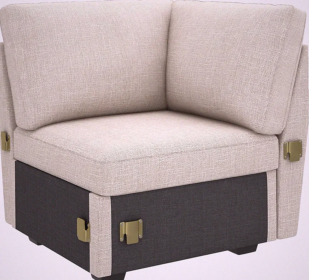 Beige Corner Module for Sectional Sleeper Sofa with Pull-Out Bed